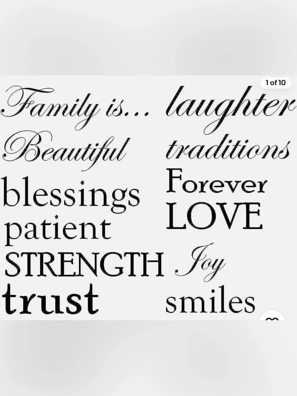 Inspirational Family Word Wall Decal - Black